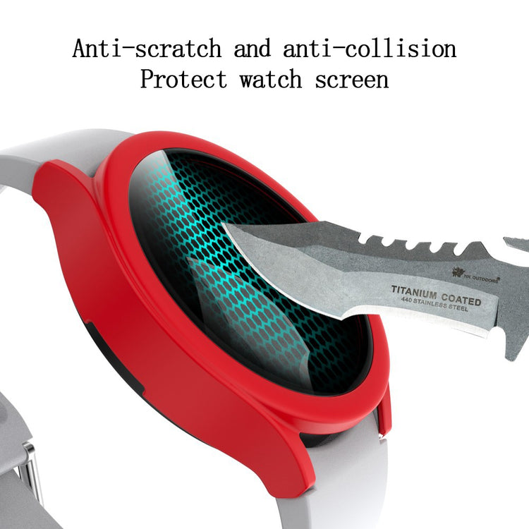 Vildt Flot Samsung Galaxy Watch 4 (44mm) Cover med Skærmbeskytter i Plastik og Hærdet Glas - Rød#serie_5
