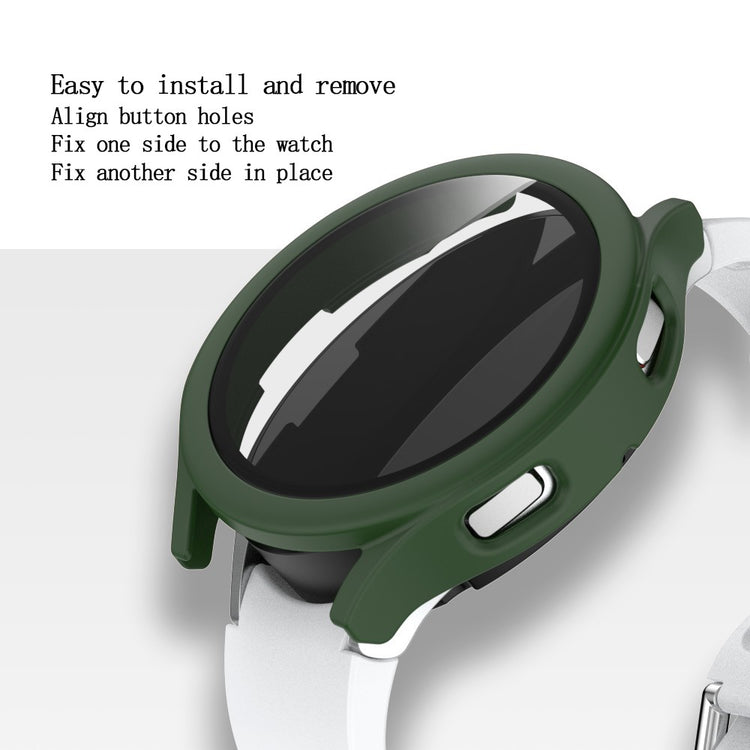 Vildt Flot Samsung Galaxy Watch 4 (44mm) Cover med Skærmbeskytter i Plastik og Hærdet Glas - Grøn#serie_6