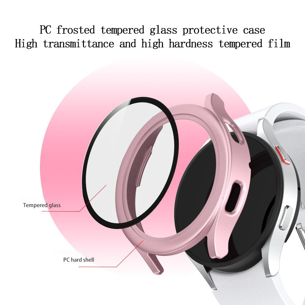 Vildt Flot Samsung Galaxy Watch 4 (44mm) Cover med Skærmbeskytter i Plastik og Hærdet Glas - Pink#serie_7
