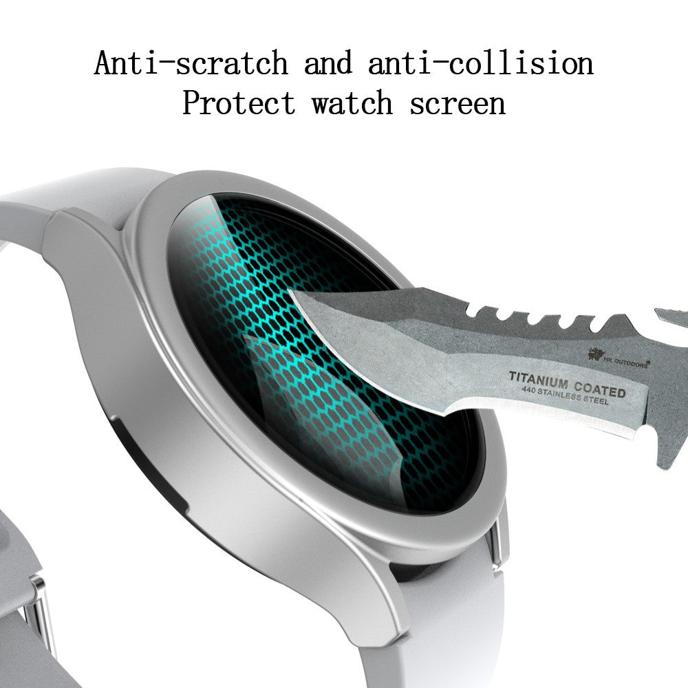 Vildt Flot Samsung Galaxy Watch 4 (44mm) Cover med Skærmbeskytter i Plastik og Hærdet Glas - Sølv#serie_9