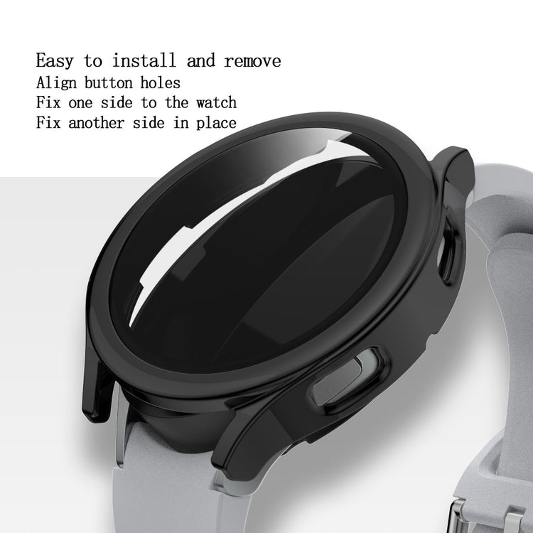 Super Pænt Samsung Galaxy Watch 4 (44mm) Cover med Skærmbeskytter i Plastik og Hærdet Glas - Gennemsigtig#serie_1