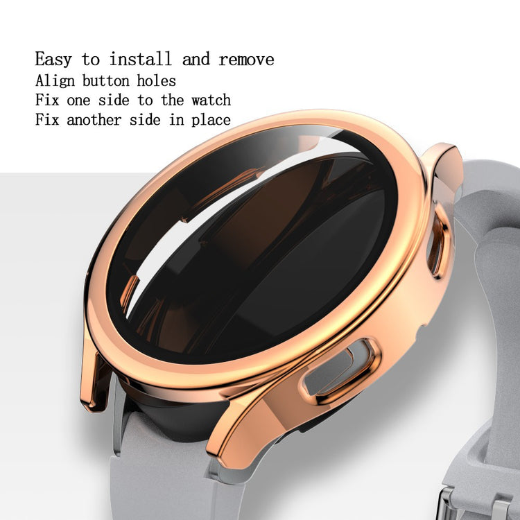 Super Pænt Samsung Galaxy Watch 4 (44mm) Cover med Skærmbeskytter i Plastik og Hærdet Glas - Pink#serie_3