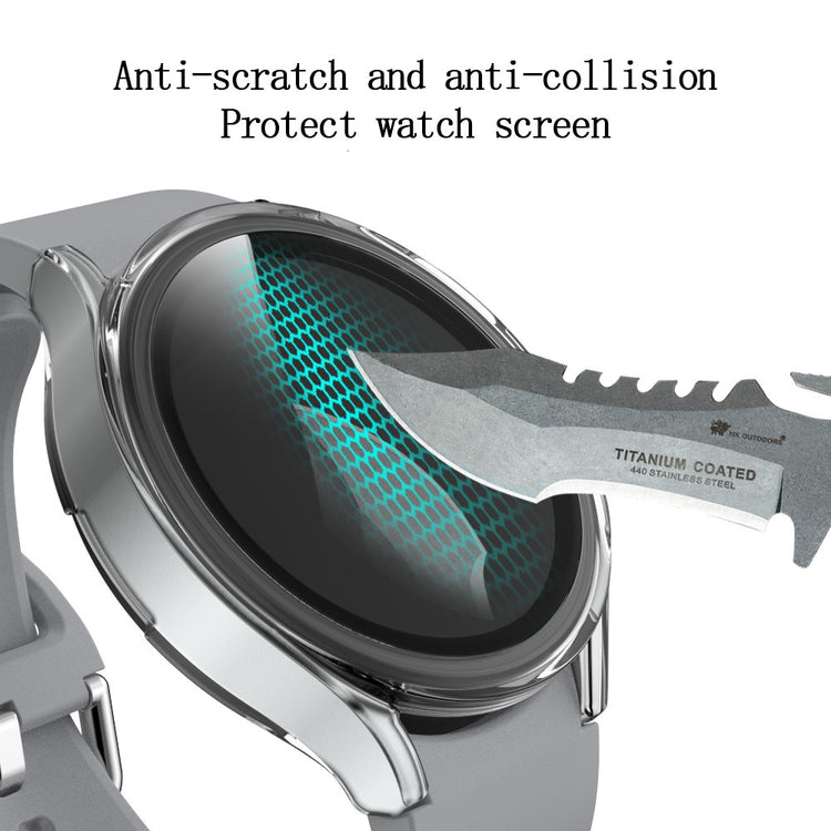 Super Pænt Samsung Galaxy Watch 4 (44mm) Cover med Skærmbeskytter i Plastik og Hærdet Glas - Gennemsigtig#serie_4