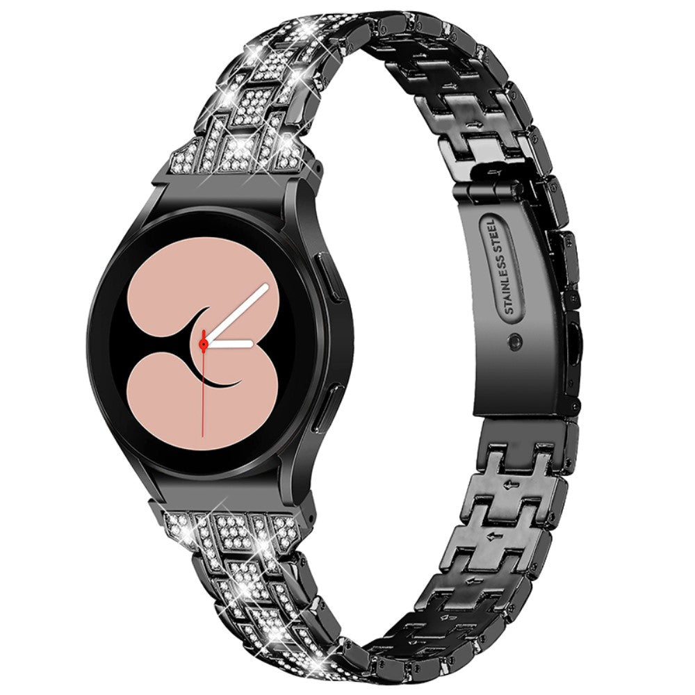  Samsung Galaxy Watch 3 (41mm) / Samsung Galaxy Watch (42mm) Metal og  Rhinsten Urrem - Sort#serie_1