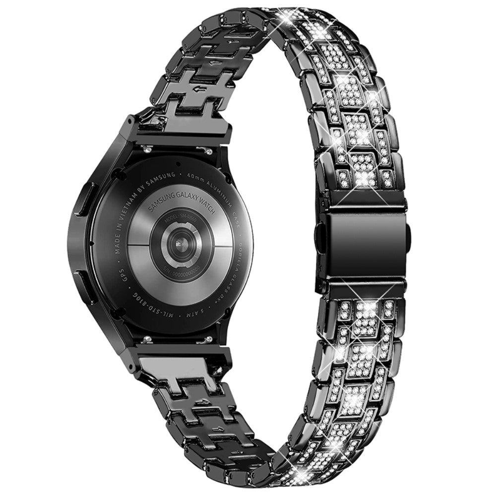  Samsung Galaxy Watch 3 (41mm) / Samsung Galaxy Watch (42mm) Metal og Rhinsten Rem - Sort#serie_1