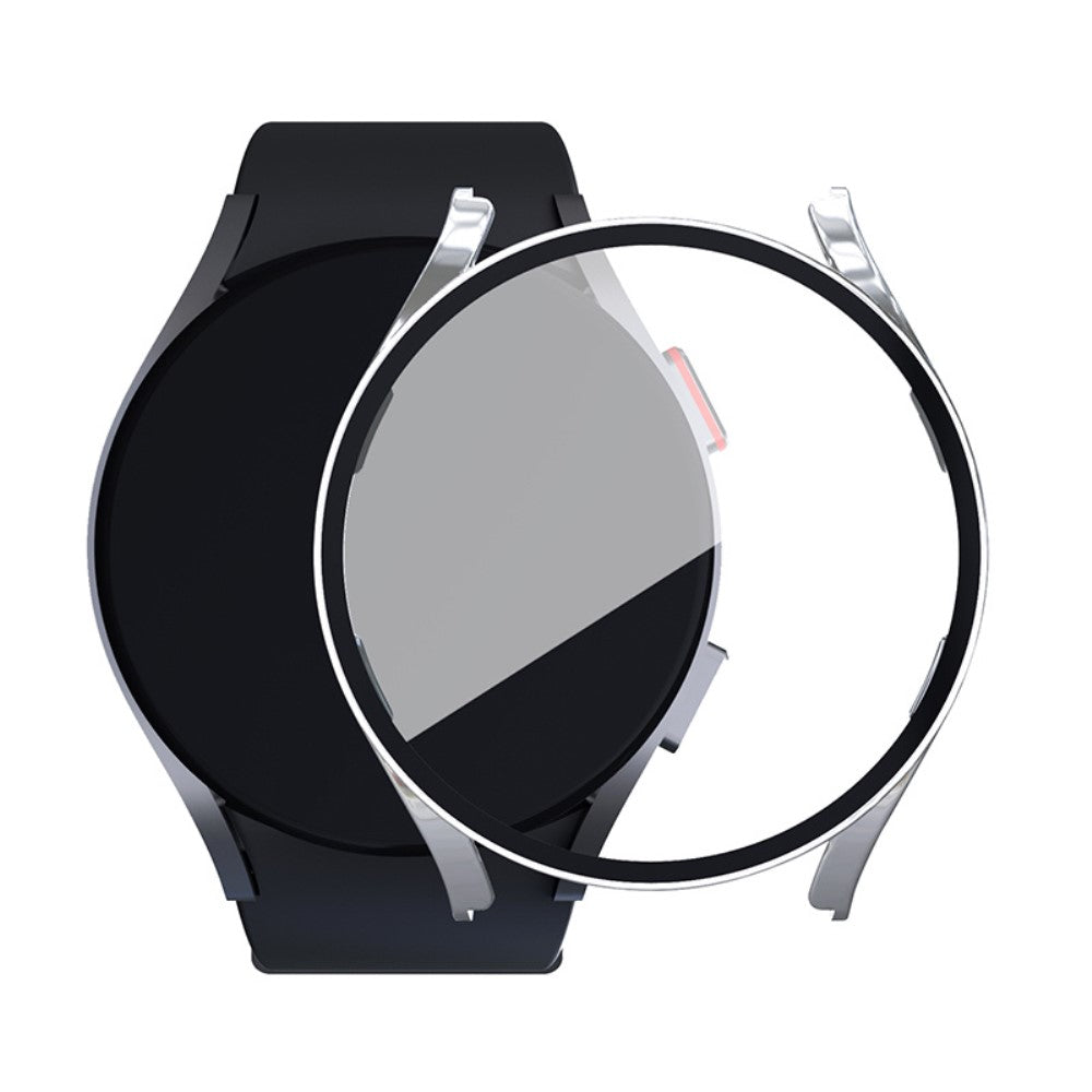 Meget Fint Samsung Galaxy Watch 5 (44mm) / Samsung Galaxy Watch 4 (44mm) Cover med Skærmbeskytter i Plastik og Hærdet Glas - Sølv#serie_7