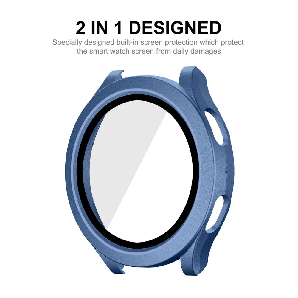 Meget Fint Samsung Galaxy Watch 5 (44mm) / Samsung Galaxy Watch 4 (44mm) Cover med Skærmbeskytter i Plastik og Hærdet Glas - Blå#serie_1