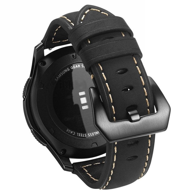 Slidstærk Huawei Watch GT Ægte læder Rem - Sort#serie_1