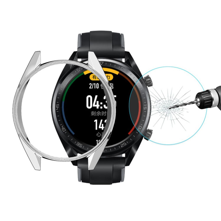  Huawei Watch / Huawei Watch GT Plastik og Glas Cover med Skærmbeskytter - Sølv#serie_2