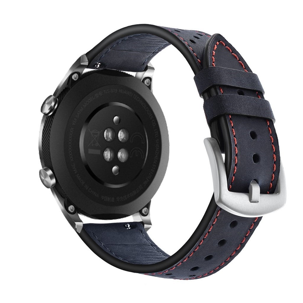 Rigtigt godt Huawei Watch Magic Ægte læder Rem - Blå#serie_3