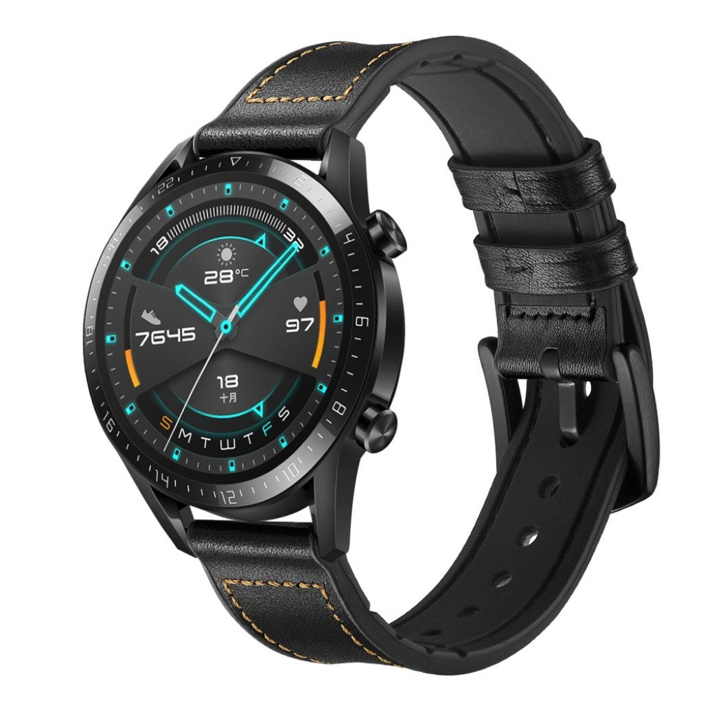 Helt vildt elegant Huawei Watch GT 2 46mm Ægte læder Rem - Sort#serie_1
