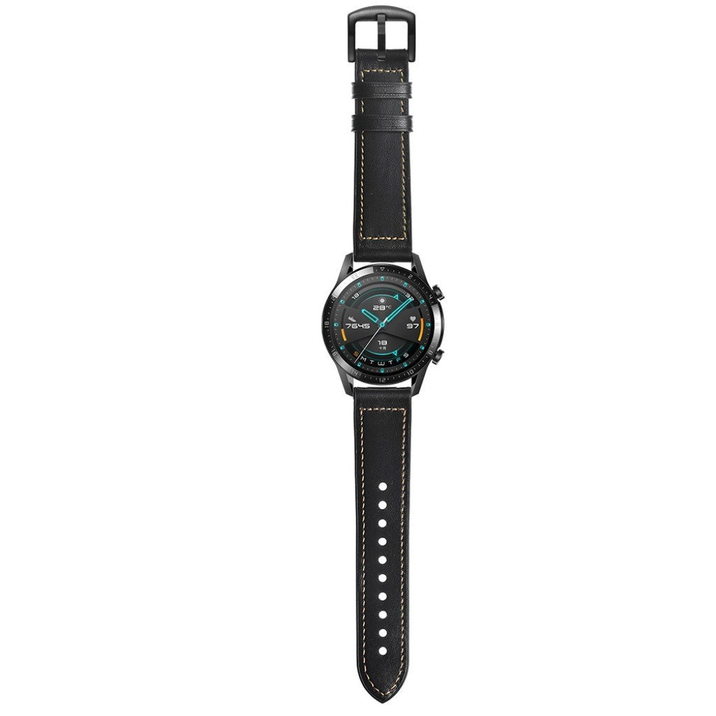 Helt vildt elegant Huawei Watch GT 2 46mm Ægte læder Rem - Sort#serie_1