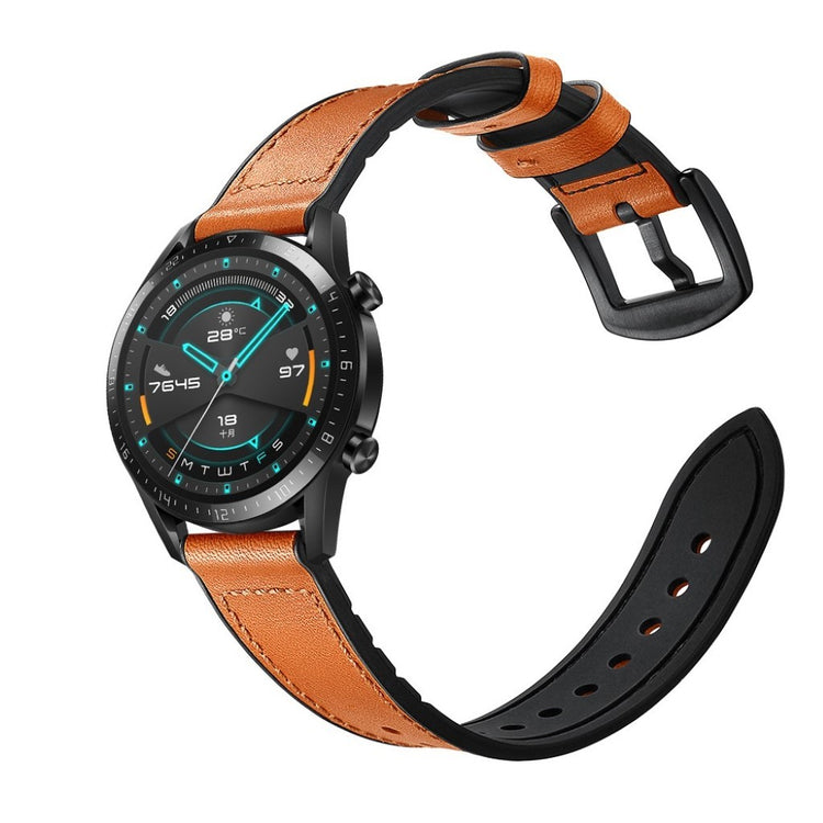 Helt vildt elegant Huawei Watch GT 2 46mm Ægte læder Rem - Brun#serie_3