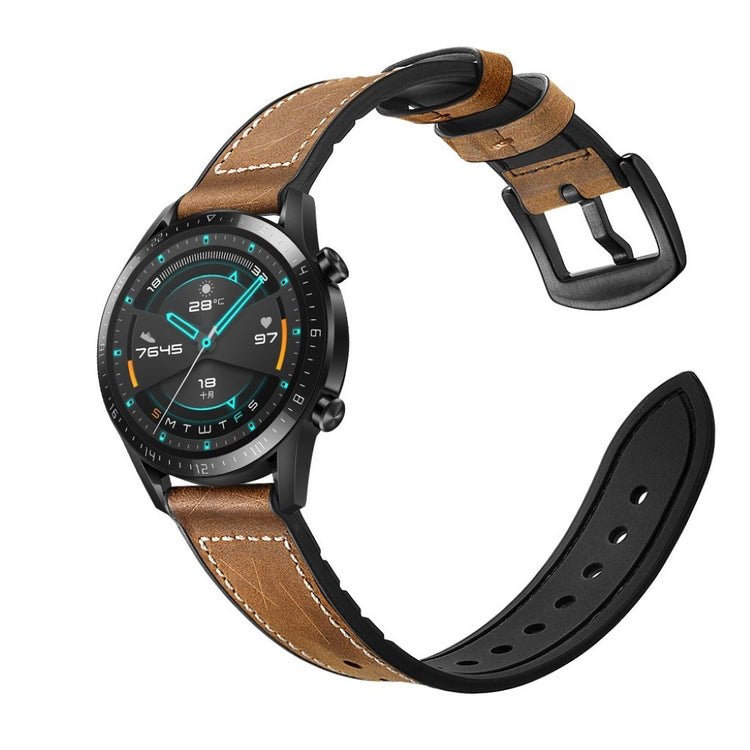 Helt vildt elegant Huawei Watch GT 2 46mm Ægte læder Rem - Brun#serie_4