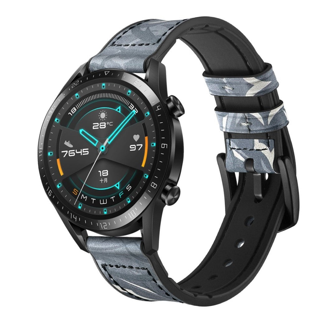 Helt vildt elegant Huawei Watch GT 2 46mm Ægte læder Rem - Blå#serie_6
