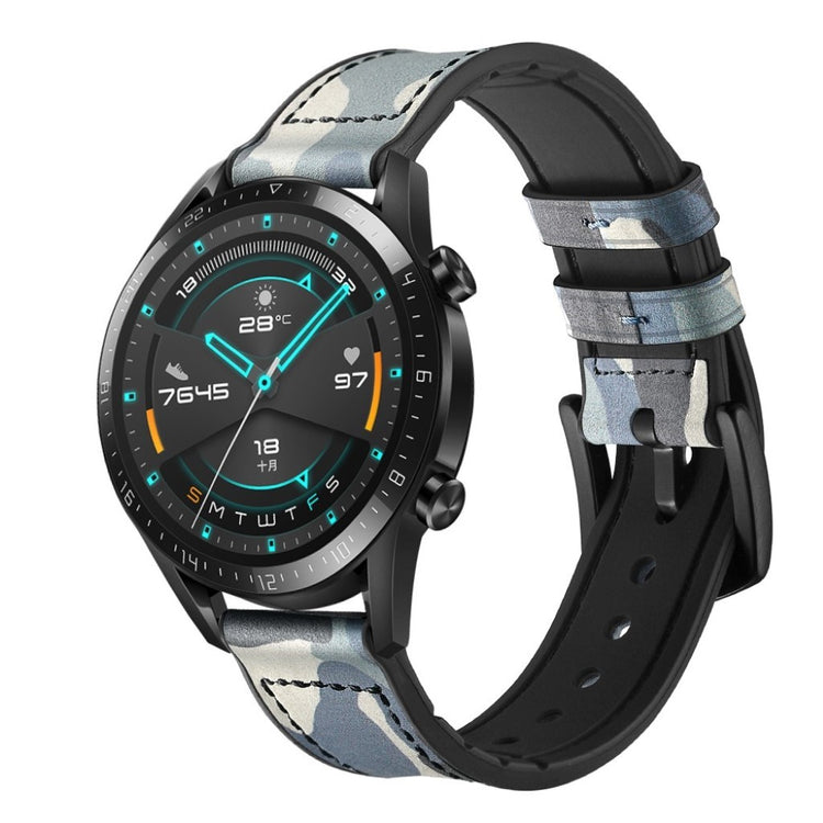 Helt vildt elegant Huawei Watch GT 2 46mm Ægte læder Rem - Blå#serie_8