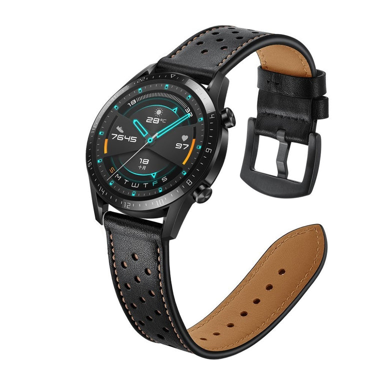 Mega komfortabel Huawei Watch GT 2 46mm Ægte læder Rem - Sort#serie_1