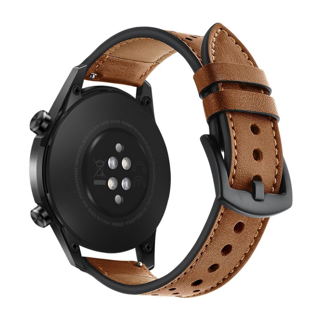 Mega komfortabel Huawei Watch GT 2 46mm Ægte læder Rem - Brun#serie_2