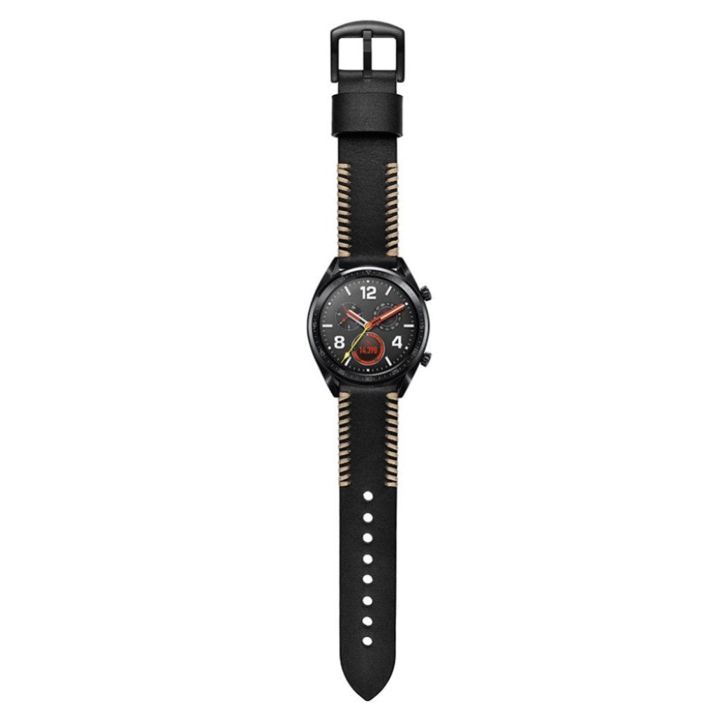 Godt Huawei Watch GT 2 46mm Ægte læder Rem - Sort#serie_1