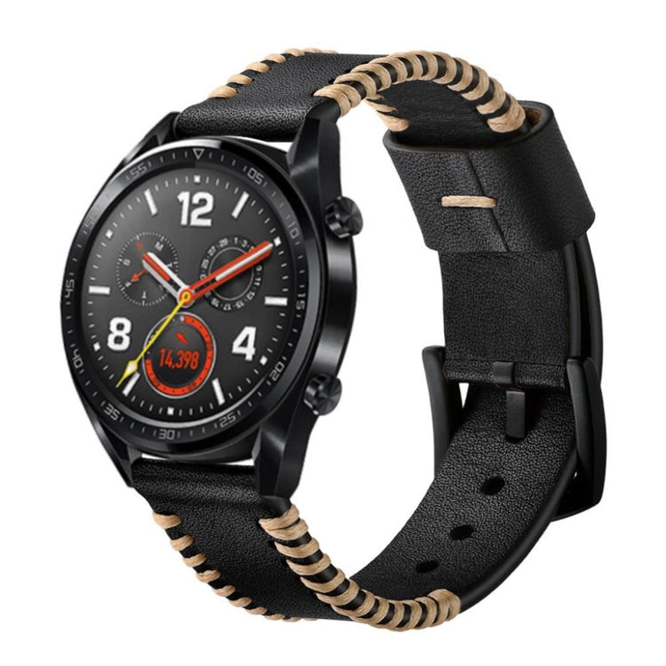 Godt Huawei Watch GT 2 46mm Ægte læder Rem - Sort#serie_1