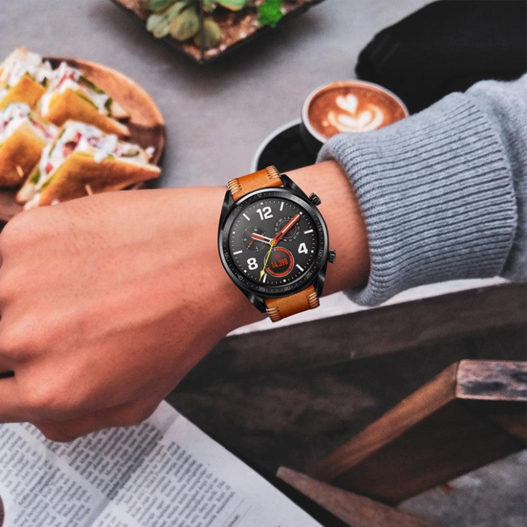 Godt Huawei Watch GT 2 46mm Ægte læder Rem - Brun#serie_2