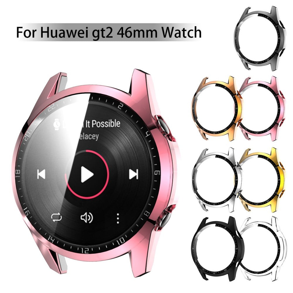 Super Pænt Huawei Watch GT 2 46mm Cover med Skærmbeskytter i Plastik og Hærdet Glas - Pink#serie_1