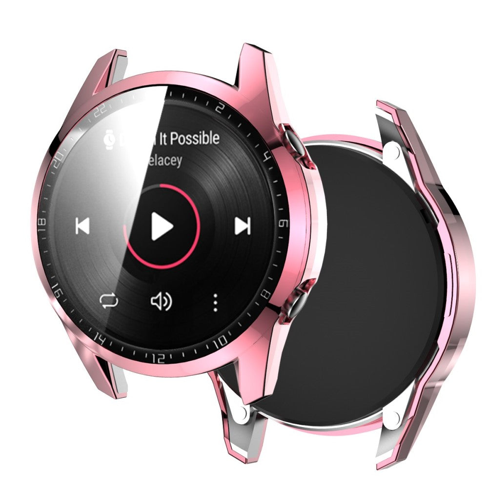 Super Pænt Huawei Watch GT 2 46mm Cover med Skærmbeskytter i Plastik og Hærdet Glas - Pink#serie_1