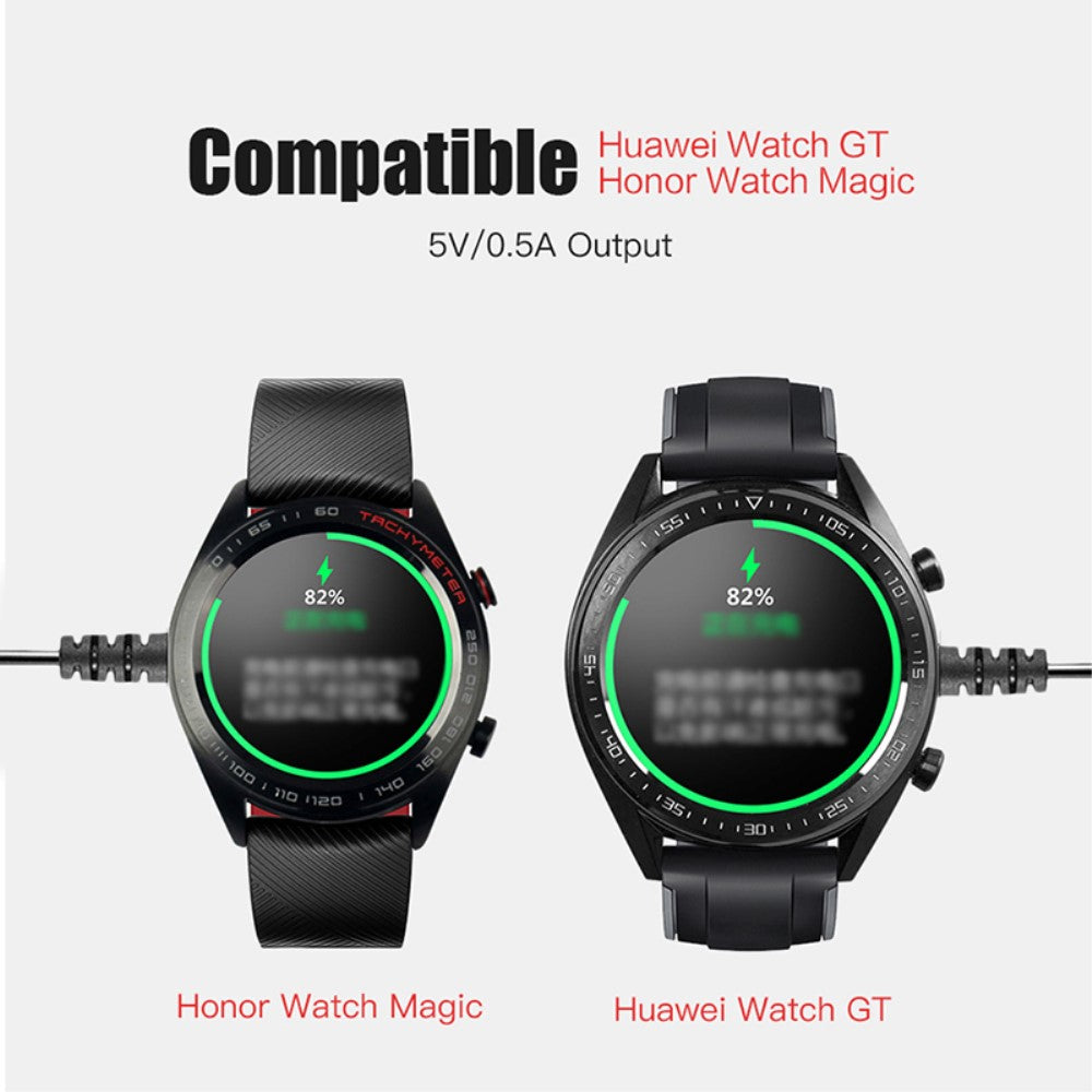 1m Plastik Universal Huawei Smartwatch  Magnetisk Ladestation - Hvid#serie_1