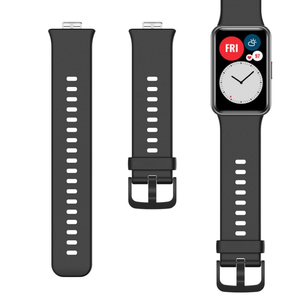Helt vildt cool Huawei Watch Fit Silikone Rem - Sort#serie_1