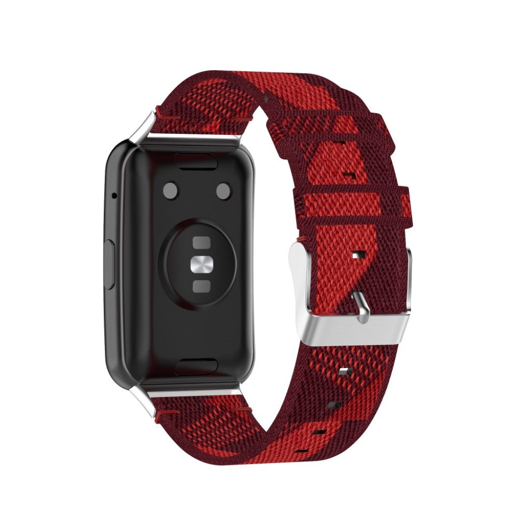 Meget komfortabel Huawei Watch Fit Nylon Rem - Rød#serie_3