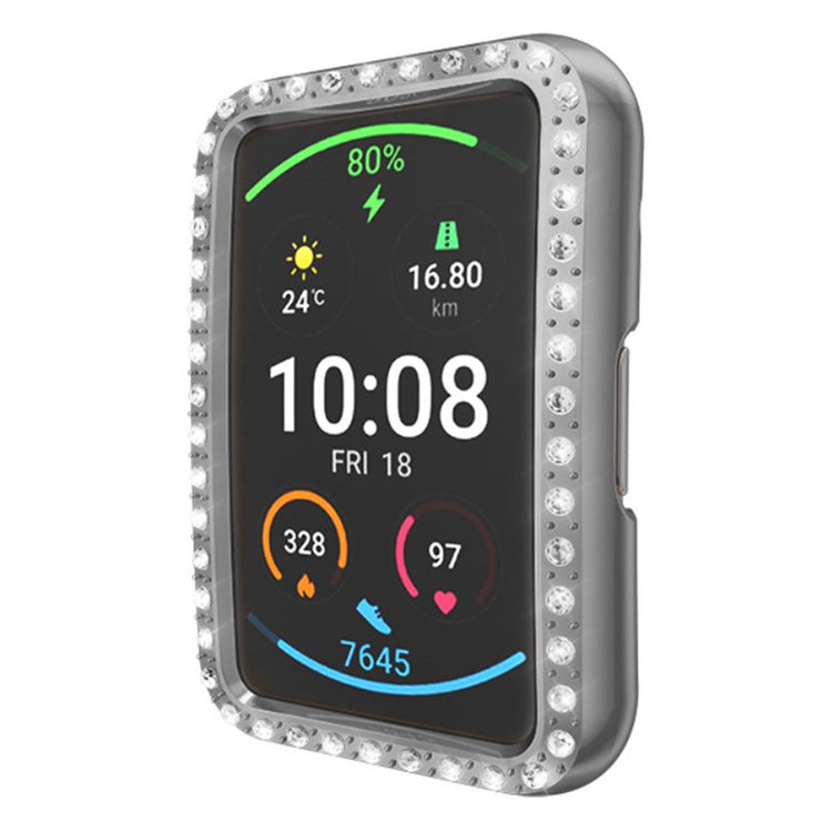 Huawei Watch Fit  Rhinsten og Silikone Bumper  - Sølv#serie_3