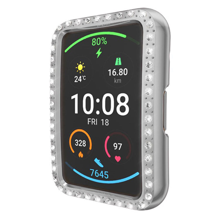 Huawei Watch Fit  Rhinsten og Silikone Bumper  - Sølv#serie_4