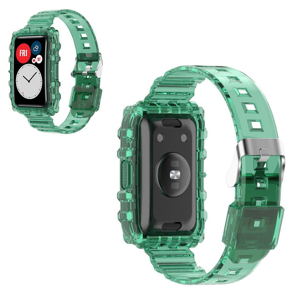 Komfortabel Huawei Watch Fit Silikone Rem - Grøn#serie_5
