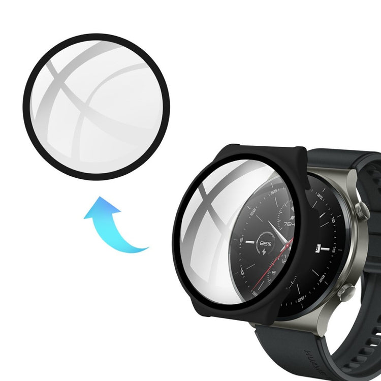 Rigtigt Fed Huawei Watch GT 2 Pro Cover med Skærmbeskytter i Plastik og Hærdet Glas - Sort#serie_1