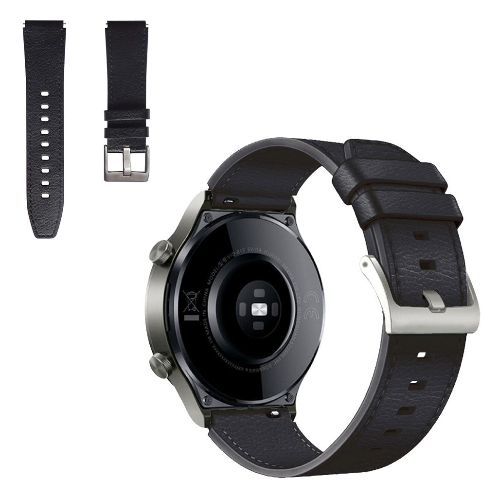  Huawei Watch GT 2 Pro / Huawei Watch GT 2 46mm Kunstlæder Rem - Sort#serie_1