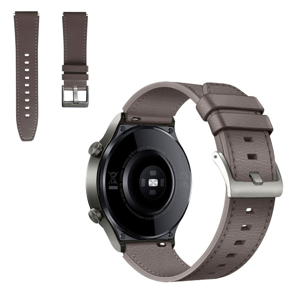 Huawei Watch GT 2 Pro / Huawei Watch GT 2 46mm Kunstlæder Rem - Sølv#serie_3
