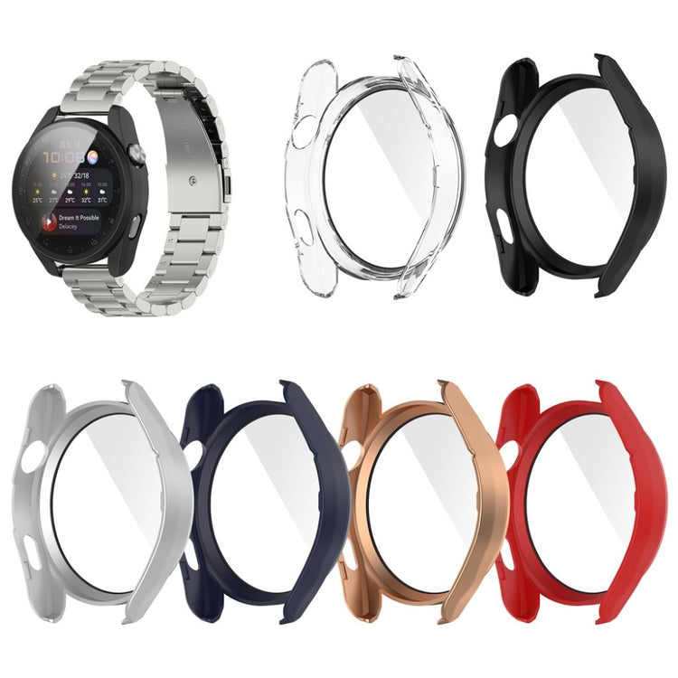 Super Godt Huawei Watch 3 Pro Cover med Skærmbeskytter i Silikone og Hærdet Glas - Sort#serie_1