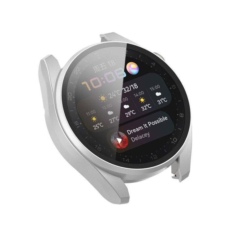 Super Godt Huawei Watch 3 Pro Cover med Skærmbeskytter i Silikone og Hærdet Glas - Sølv#serie_2