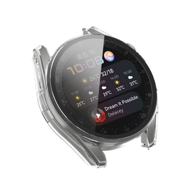 Super Godt Huawei Watch 3 Pro Cover med Skærmbeskytter i Silikone og Hærdet Glas - Gennemsigtig#serie_3