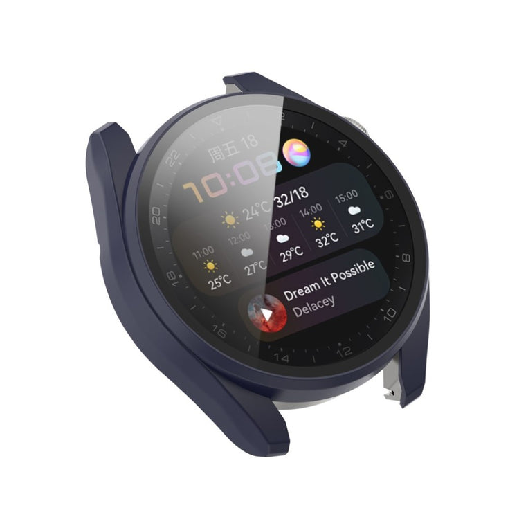 Super Godt Huawei Watch 3 Pro Cover med Skærmbeskytter i Silikone og Hærdet Glas - Blå#serie_6