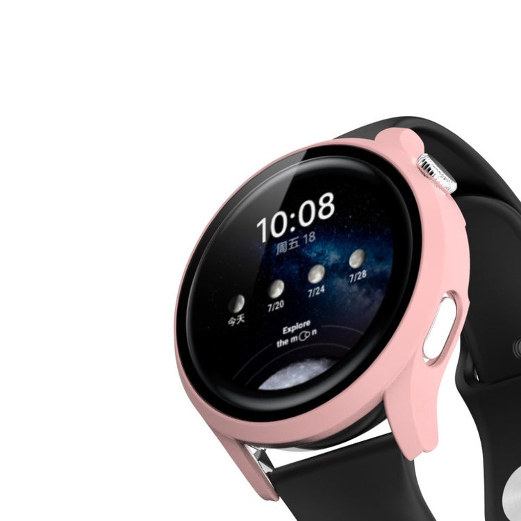 Vildt Fint Huawei Watch 3 Pro Cover med Skærmbeskytter i Plastik og Hærdet Glas - Pink#serie_6
