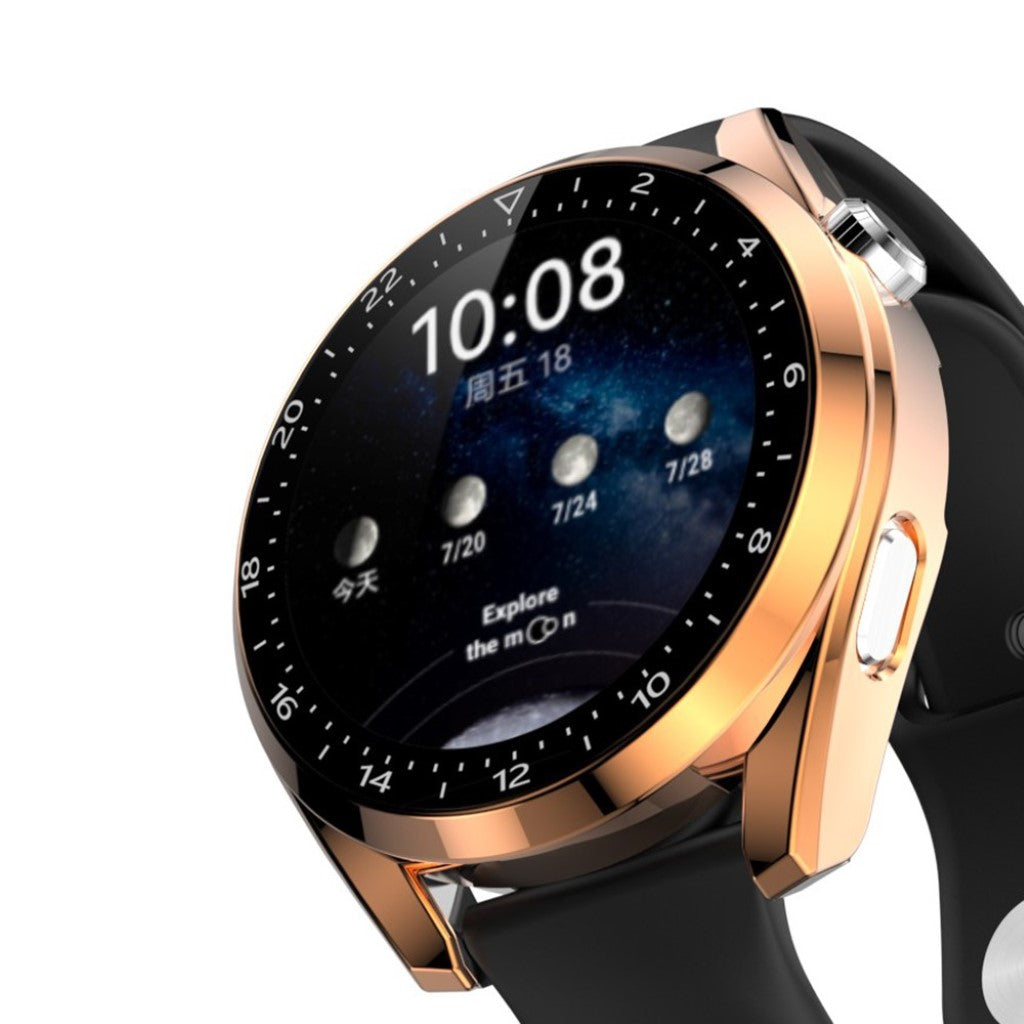 Fed Huawei Watch 3 Pro Cover med Skærmbeskytter i Plastik og Hærdet Glas - Pink#serie_6