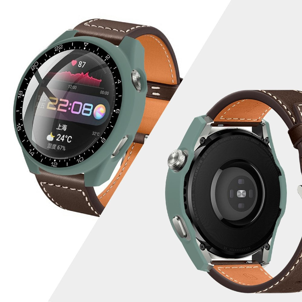 Vildt Godt Huawei Watch 3 Pro Cover med Skærmbeskytter i Plastik og Hærdet Glas - Grøn#serie_2