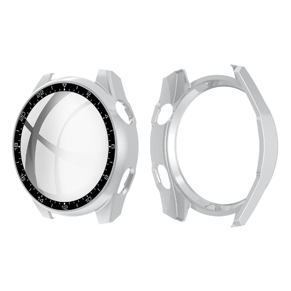 Vildt Godt Huawei Watch 3 Pro Cover med Skærmbeskytter i Plastik og Hærdet Glas - Sølv#serie_4