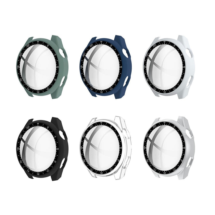 Vildt Godt Huawei Watch 3 Pro Cover med Skærmbeskytter i Plastik og Hærdet Glas - Gennemsigtig#serie_5
