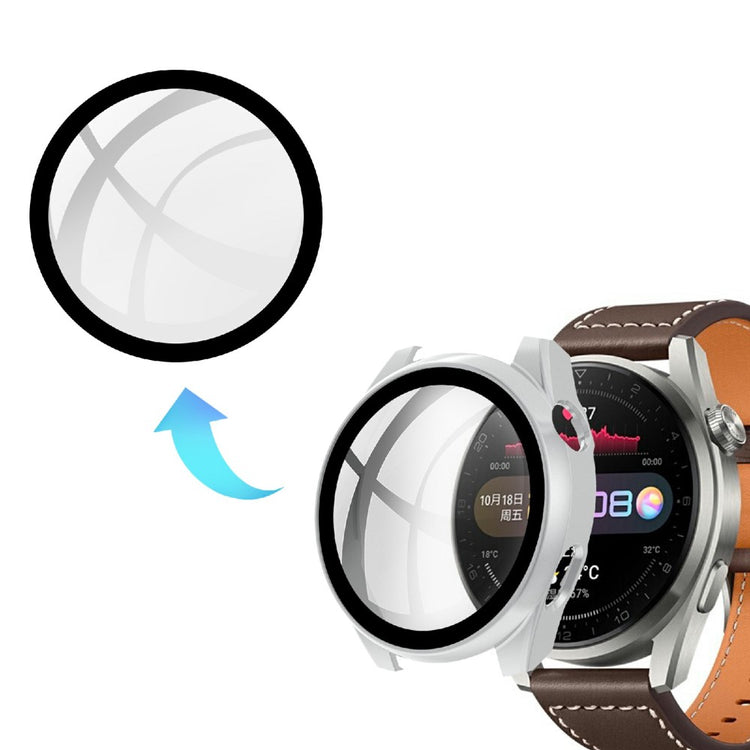 Meget Godt Huawei Watch 3 Pro Cover med Skærmbeskytter i Plastik og Hærdet Glas - Sølv#serie_4