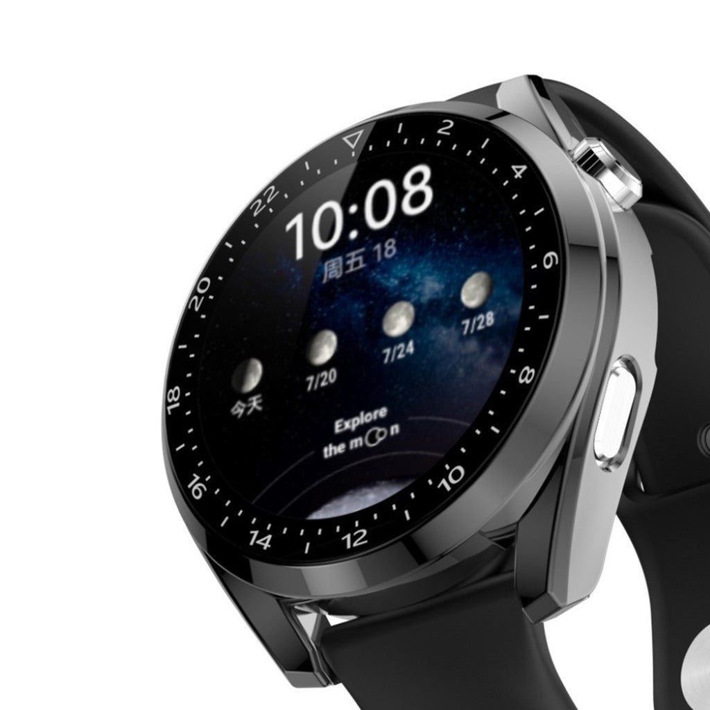 Mega Godt Huawei Watch 3 Cover med Skærmbeskytter i Plastik og Hærdet Glas - Sølv#serie_3