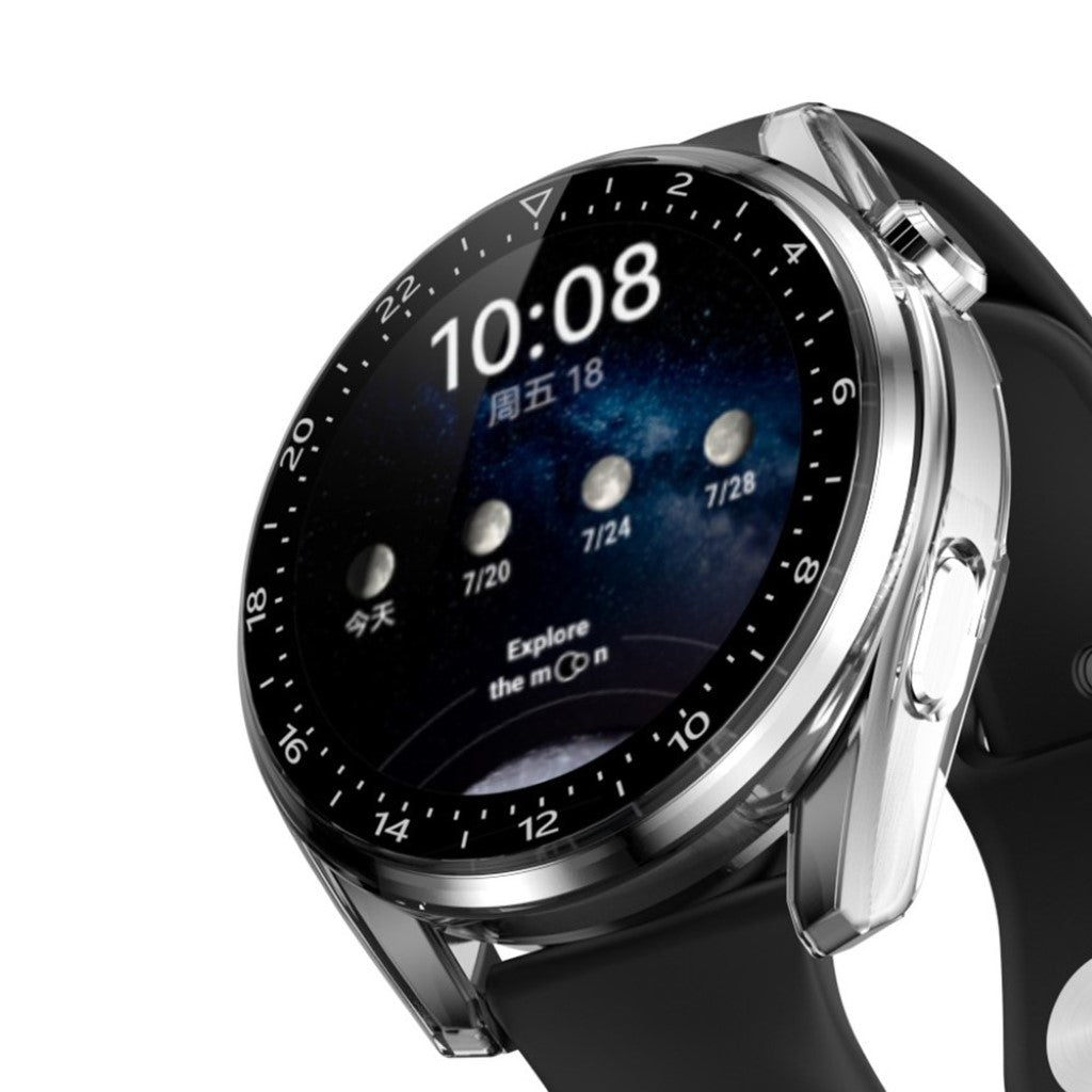 Mega Godt Huawei Watch 3 Cover med Skærmbeskytter i Plastik og Hærdet Glas - Gennemsigtig#serie_4
