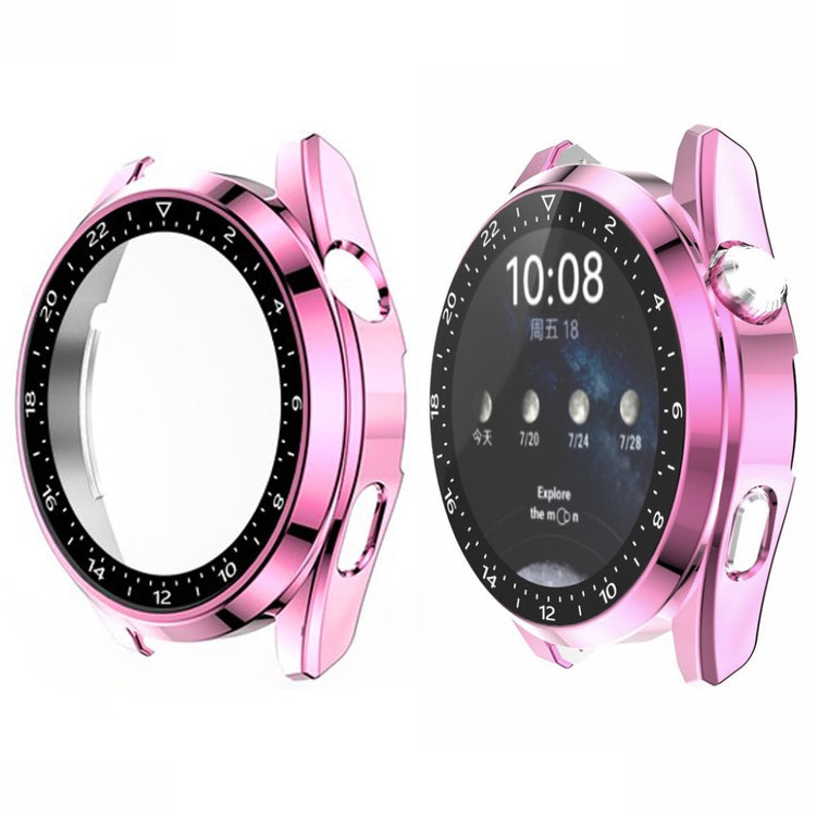 Mega Godt Huawei Watch 3 Cover med Skærmbeskytter i Plastik og Hærdet Glas - Pink#serie_5