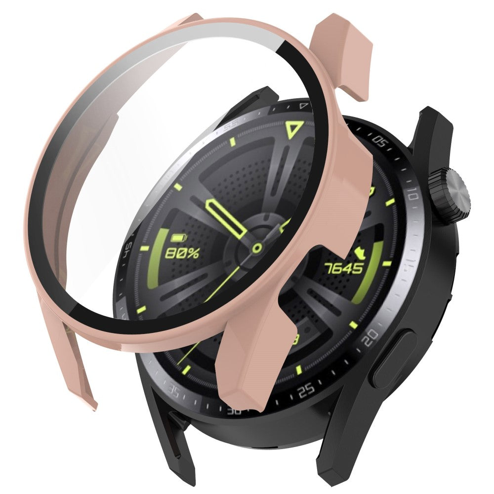 Beskyttende Huawei Watch GT 3 (46mm) Cover med Skærmbeskytter i Plastik og Hærdet Glas - Pink#serie_1